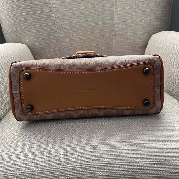 COACH COURIER CARRYALL IN COLORBLOCK LEATHER WITH SNAKESKIN DETAIL - Picture 10 of 16